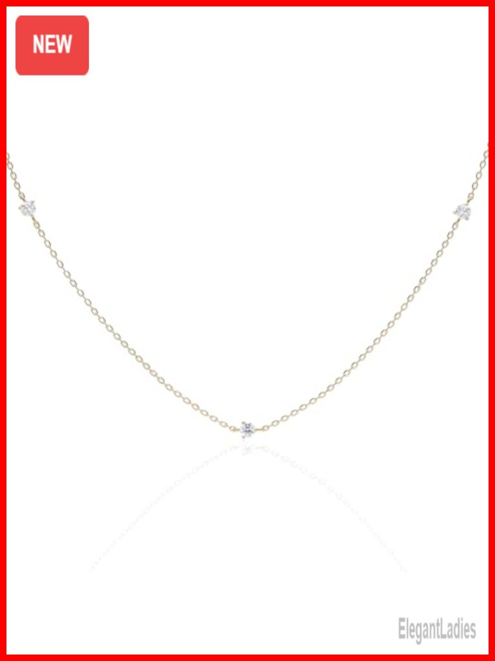 14k Solid Gold Minimalist Diamond Necklace Dainty Shimmer Chain